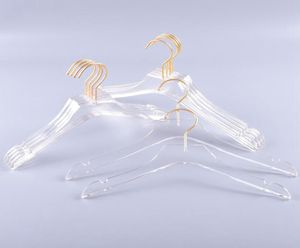 Piège à vêtements de luxe Les cintres de robe en acrylique transparent avec des titres de chemises transparentes à crochet en or avec des encoches pour lady kids8114466