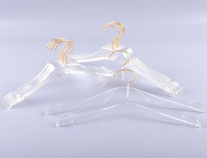 Piège à vêtements de luxe Clear Acrylique Robe Posers avec Gold Hook Transparent Shirts Tolders avec Nettches For Lady Kids9697516