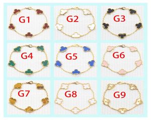 Luxury Clover 4 Flowers Designer Fashion Charm Bracelets For Girls Women Femmes 18K Gol