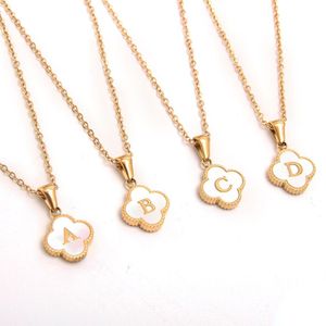 Collier trèfle de luxe Alphabet A-Z lettre initiale pendentif nacre colliers pour femmes fleurs tour de cou couleur or bijoux cadeau