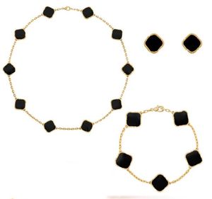 Luxe klaver ketting klaver sieraden set voor vrouwen bloem ketting oorbellen armbanden van klaver armband geschenken armbanden 18k gouden armband voor moeder