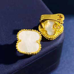 Luxe trèfle pendentif colliers fleur boucle d'oreille concepteur Van Stud femme mode oreille pince bijoux femmes Cjeweler hjj
