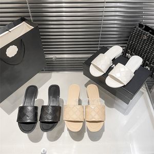 Luxe cel dames slippers parijs glijbaan sandalen witte zwarte abrikoos mode dames zomer strand flats wandelgrootte 35-40