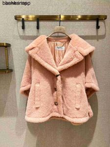 Manteau de luxe en laine d'alpaga, manteau Maxmaras, même matière, ours automne/hiver, col court à rabat pour femmes, CasualON0N