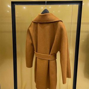 Manteau de luxe Maxmaras 101801 manteau en laine Pure gaz court motif ondulé manteau en laine de cachemire petit manteau pour femme Li Xiaoran OatYUA63X50