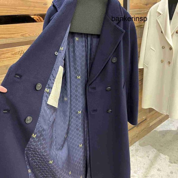 Manteau de luxe Maxmaras 101801 manteau en laine Pure manteau en cachemire en laine Max Mara manteau Camel bleu marine Long haut de gamme WomenMTSP