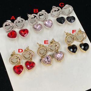 Luxe kleur edelsteen diamant alfabet minnaar stud oorbel ontwerper vrouwen oorstekers oorbellen sieraden doos set Valentijnsdag geschenk betrokkenheid met doos CGUE6--02