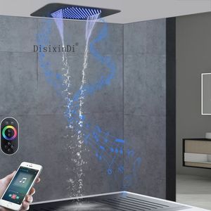 Luxury coloré plafond carré pommes de douche de salle de bain SUS304 Téléphone Contrôle de la musique Plume Faire cascade