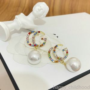Luxe Gekleurde Diamanten Oorbellen Merk Dangle Oorbellen Designer Merk Brief Stud Oorbellen Vrouwen Sieraden Accessoires