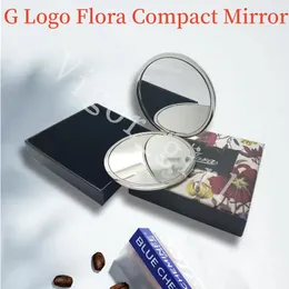 Luxe Compacte Spiegels G Merk Mode acryl cosmetische spiegels Flora Bloemen Opvouwbare Fluwelen stofzak spiegel met geschenkdoos gouden make-up tools Draagbare klassieke stijl