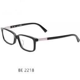 Cadre de lunettes unisexe rectangulaire concis de luxe55-16-145 BE2218 Italie planche importée + décoration en métal pour étui complet de lunettes de prescription