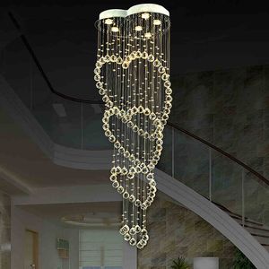 Moderne Luxe LED Crystal Plafondlichten Hart Regen Drop Kroonluchters K9 Kristallen Ball Lamp Dia 19.7 * H74.6inch