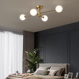 Candelabros de cobre de lujo, lámpara colgante de techo dorado para sala de estar, comedor, cocina, Loft, bola de cristal, Lustr