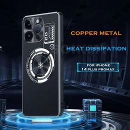 Luxe Koperen Metalen Koelhoes Voor Iphone 15 14 13 12 11 Pro Max 14 Pro 14 Plus Grafeen Aluminium game Warmteafvoer Achterkant