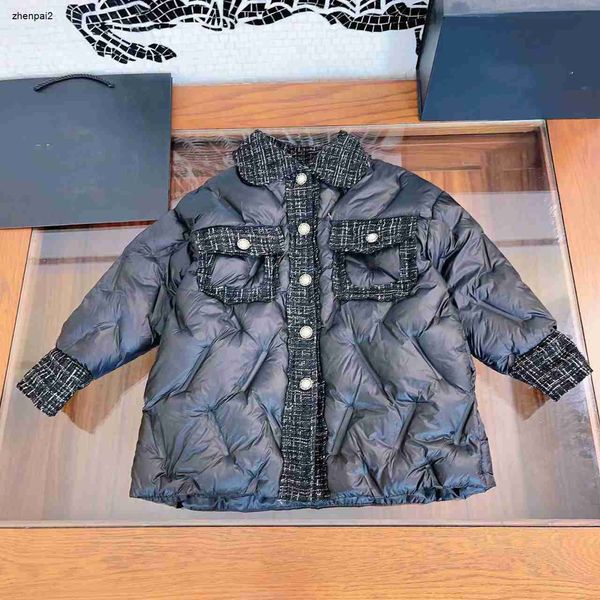 Chaquetas de algodón de lujo para bebés, abrigo de diseñador para niños, ropa negra de invierno para niños, talla 110-160, forro de terciopelo, prendas de vestir para niños y niñas, 25 de noviembre