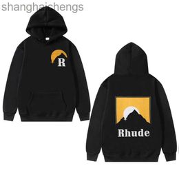 Luxe aanrecht Top Grade Designer Rhuder Hoodies Modemerk Classic Sunset Theme Gedrukte trui voor mannen Women Paren High Street Losse hoodie met logo
