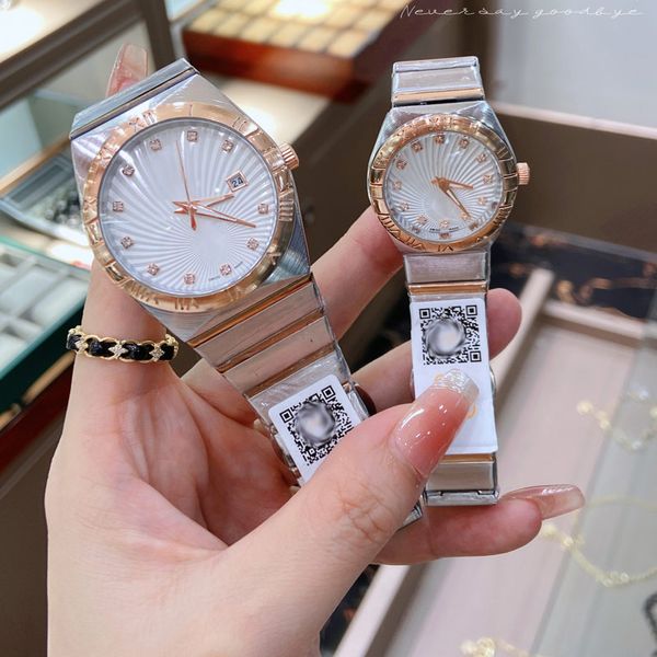 couple de luxe hommes femmes montre Top marque designer mode homme diamant montres de haute qualité en acier inoxydable bande montres-bracelets pour femmes dame anniversaire cadeau de Noël