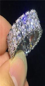 Court de luxe Ring 925 Silver 2 Rows Full Oval Cit 5a Cz Stone Party Mariding Band Ring For Women Men Bijoux Finger1700779