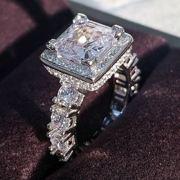 Luxe Hofstijl Engagement Wedding Band Ringen voor dames heren AAAAA zirkoon cz 925 Sterling Zilveren ring Bruidssieraden