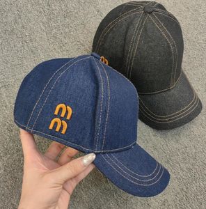 Luxe Cowboy Baseball Cap voor dames en heren Designer Dames Denim Brief Borduren Bal Hoed Caps Pet Unisex Stevig ingerichte zonnehoeden