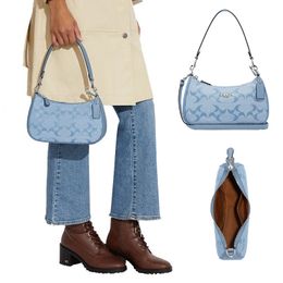 Luxe cowboy denim teri schoudertas spiegelkwaliteit Dames heren lederen tote clutch reizen 7a Designer tas mode portemonnee en handtas canvas crossbody onderarmtassen