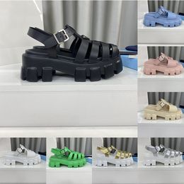 Luxe haak sandalen dames dames platform ontwerper Sandale Monolith schuim rubber 55 mm zwart witte roze dia's p slippers zomer strandschoenen 2024