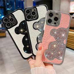 Luxe Krokodil bling glitter diamant beer telefoon case voor iPhone 15 14 13 12 11 Pro Max X XS XR plating zachte capa