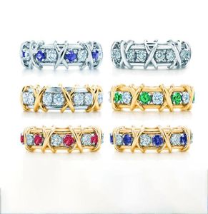 Luxury Cross Set Diamond Anneaux pour femmes Designer Engagement Ring Letter T Brand Wedding Bijoux avec Box2339453