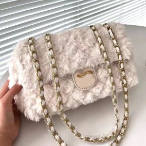 Luxe crossbodytas lamswol designer handtas leren ketting met schoudertas herfst en winter veelzijdige kleine tas 25cm G2310212PE-6