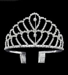 Couronne de luxe brillant cristal mariée diadème fête concours argent plaqué couronnes de mariage bandeau pas cher accessoires de cheveux de mariage de Tiar2597478