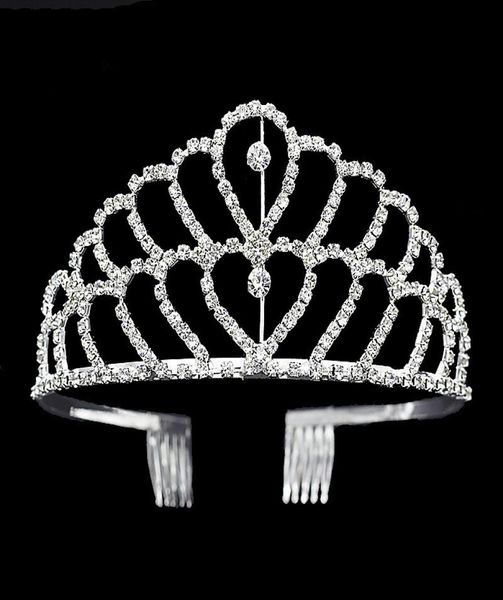 Couronne de luxe brillant cristal mariée diadème fête concours argent plaqué couronnes de mariage bandeau pas cher accessoires de cheveux de mariage de Tiar7465186