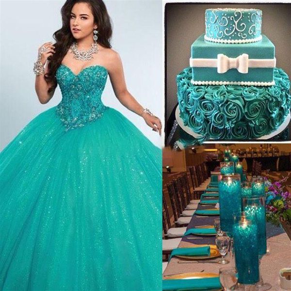 Cristal de luxe perlé vert robe de bal robes de Quinceanera mascarade bal doux 16 robe robes de soirée taille personnalisée 254G
