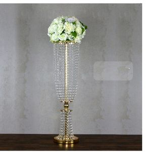 pilier d'allée de mariage en perles de cristal de luxe pour la décoration de mariage