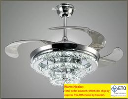 Luxe kristallen plafondventilatoren lichte afstandsbediening dimmen verlichting ontworpen 42 inch plafondventilatoren lamp