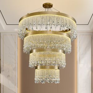 Luxe kristallen kroonluchter lichten Suspensie LED -lampen Gold Metal Base voor decor Lobby woonkamer eetkamer keuken eiland