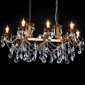 Lustres en cristal de luxe Island Home Lighting 8 bougies suspendues Lampe suspendue rectangulaire Plafonnier pour salle à manger Salon Cuisine Entrée