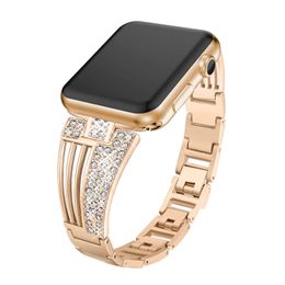 Correa de pulsera de diamantes de cristal de lujo para Apple Watch Ultra 49 mm Banda 8 7 41 mm 45 mm 42 mm 38 mm 40 mm 44 mm Bandas de acero Muñeca de mujer para iwatch Series 6 5 4 3