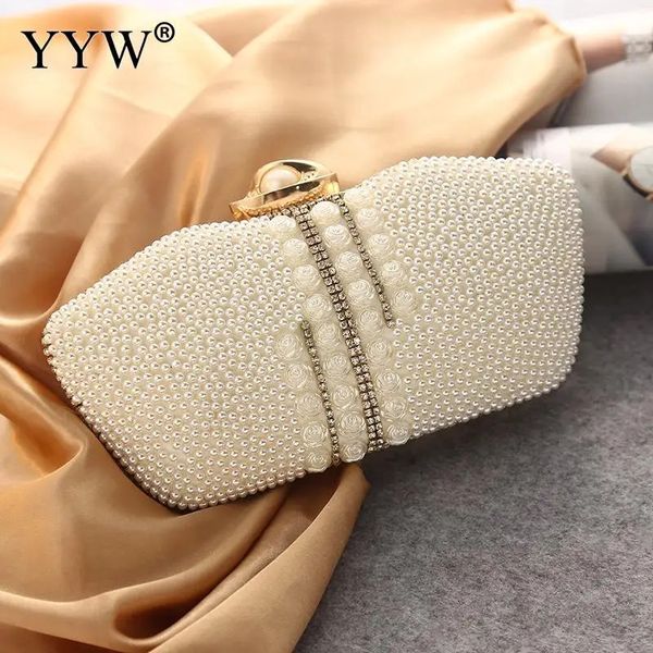 Luxe cristal soirée pochette femmes fête strass élégant mariage sac à main ovale en forme de perle perlée rétro femmes sac à main 240125