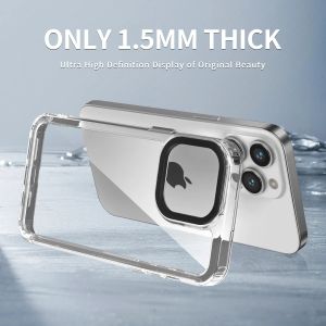 Luxury Crystal HD Case de téléphone à blindage en acrylique dur transparente pour iPhone 15 14 13 12 11 Pro max à pare-chocs Soft Shock Tocoping Back