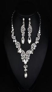 Luxe Kristal Strass Ketting Sieradensets Bruidskettingen en Oorbellen Voor Prom Optocht Feest Bruiloft EN9208071409