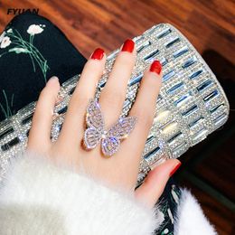 Luxe kristallen ringen voor vrouwen open verstelbare glans vlinderringen bruiloften feest sieraden geschenken