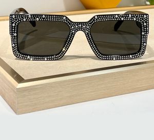 Lunettes de soleil de luxe Crystal Stones Square Black Dark Grey Hommes Femmes Shades Sunnies Lunettes de Soleil Lunettes Occhiali da sole UV400 Lunettes