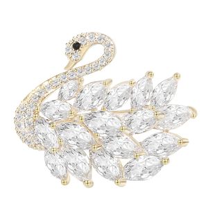 Luxe Crystal Swan -broche voor vrouwen ingelegde zirkons dieren corsage pin jurk kleding accessoires sieraden cadeau dropship