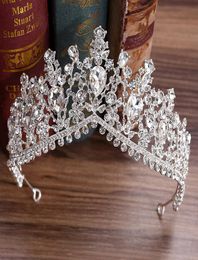 Cristaux de luxe Coiffes Accessoires de mariage Couronnes baroques Argent Perlé Diadèmes de mariée Strass Pièces de tête pour Quinceanera 3074366