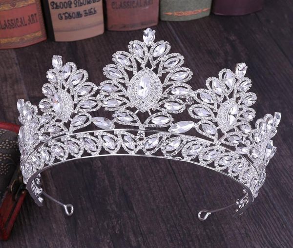 Cristales de lujo Royal Wedding Crown Gold Gold Rhinestone Princess Prom Queen Bridal Tiara Corona Accesorios para el cabello Medio East5369736