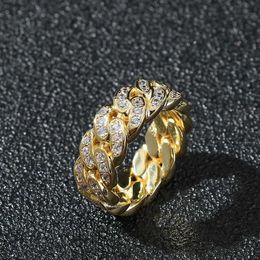 Luxe Cubaanse ring ijskristal 5a met diamanten bezaaide messing maagvierkant
