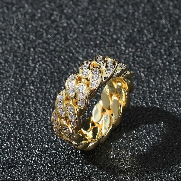 Anillo Cubano De Lujo Cristal De Hielo 5a Cuadrado De Estómago De Latón Con Diamantes