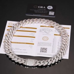 Luxe Cubana Fijne sieraden 20 mm 925 Sterling Silver Gold Geplaatste Custom Moissanite Iced Out Miami Cuban Link Chain Necklace