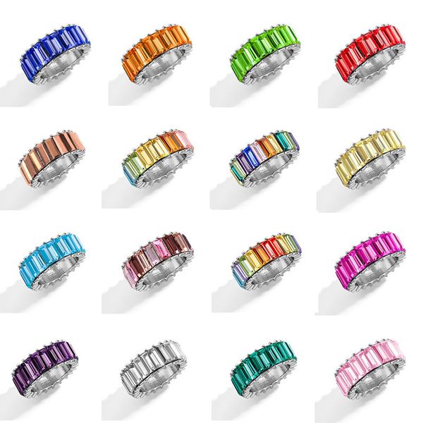 Bagues de luxe en zircone cubique pour femmes, mode rouge bleu cuivre plaqué doigt Zircon déclaration vente en gros bijoux en vrac 220719