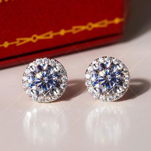 Luxe Cubic Zirconia Oorknopjes voor Vrouwen Glanzende Kristallen Oorknopjes met S925 Sterling Zilveren Oornagel Ronde Diamanten Oorbellen Bruiloft Sieraden Cadeau